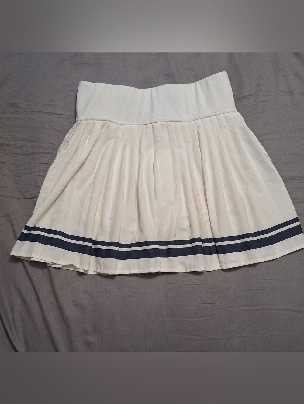 Sincerely Jules White Pleated Skort with Navy Stripes